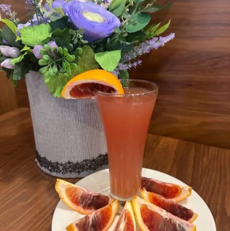 Blood orange mimosa brunch cafe april specials