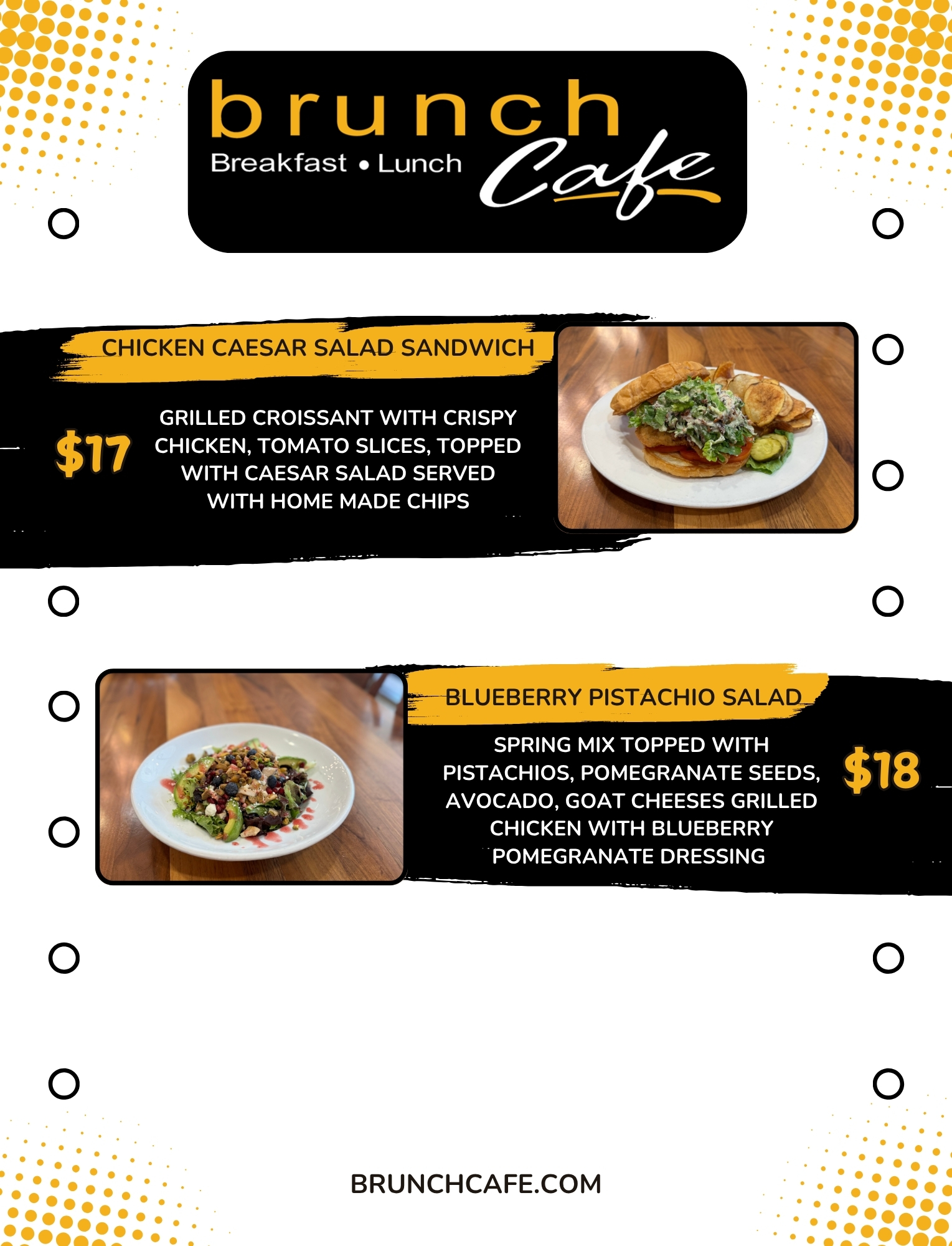 brunch cafe September Specials