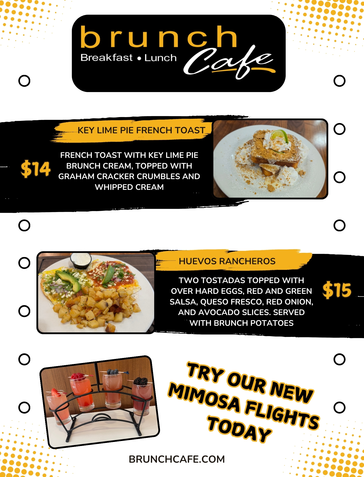 brunch cafe September Specials